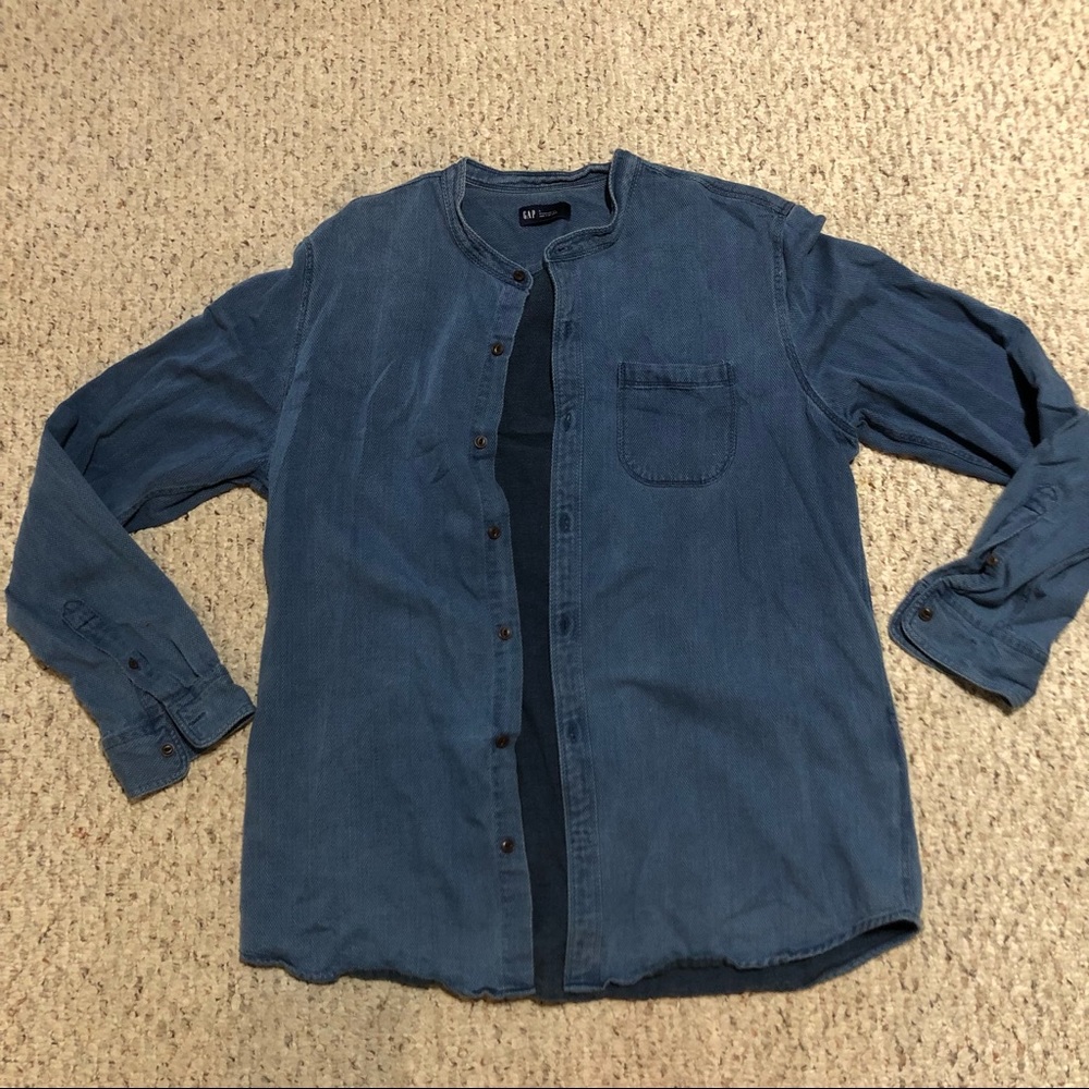 🌊GAP Collarless Denim Shirt🌊